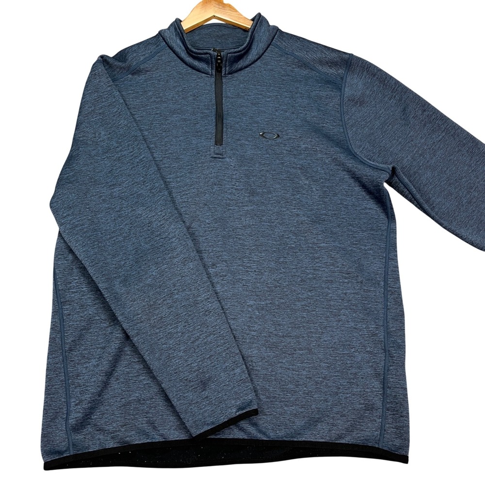 Oakley Pullover Mens XL Navy Blue Space Dye Long Sleeves 1/4 Zip Regular Fit EUC